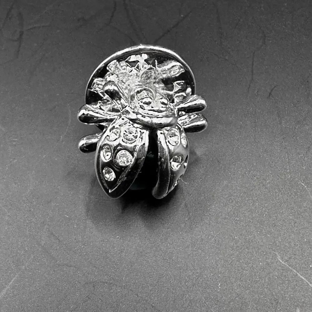 Napier LADYBUG Pin Silver tone Blue Retro Animal Bug Nature